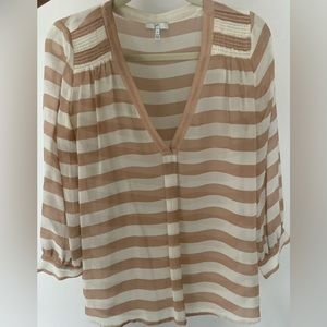 Joie Aceline Blouse Striped Apricot & Ivory Size Small